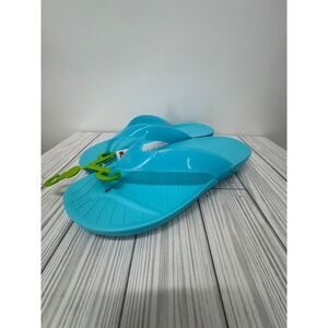 Crocs Splash Glossy Flip Flops Women's Size 8 Blue Thong Sandals Beach‎ Pool